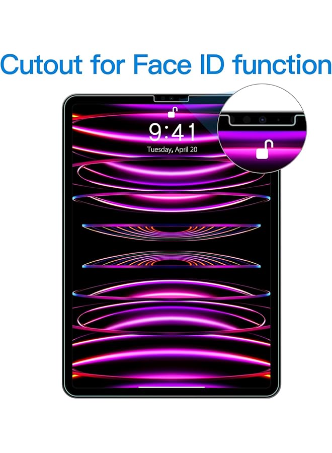 جي تيك واقي شاشة لجهاز ايباد برو 11 انش 2022 2021 2020 2018 موديل ايباد اير 5 4 2022 2020 10.9 انش متوافق مع خاصية التعرف على الوجه من الزجاج المقوى عبوة واحدة - Image 3
