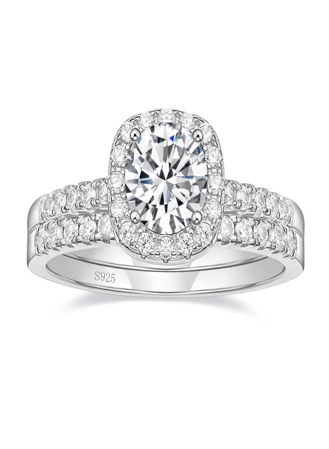 EAMTI 1.25CT 925 Sterling Silver Bridal Rings Sets Cubic Zirconia Halo CZ Engagements Rings Wedding Bands for Women Promise Rings for her Size 3-13 - Image 1