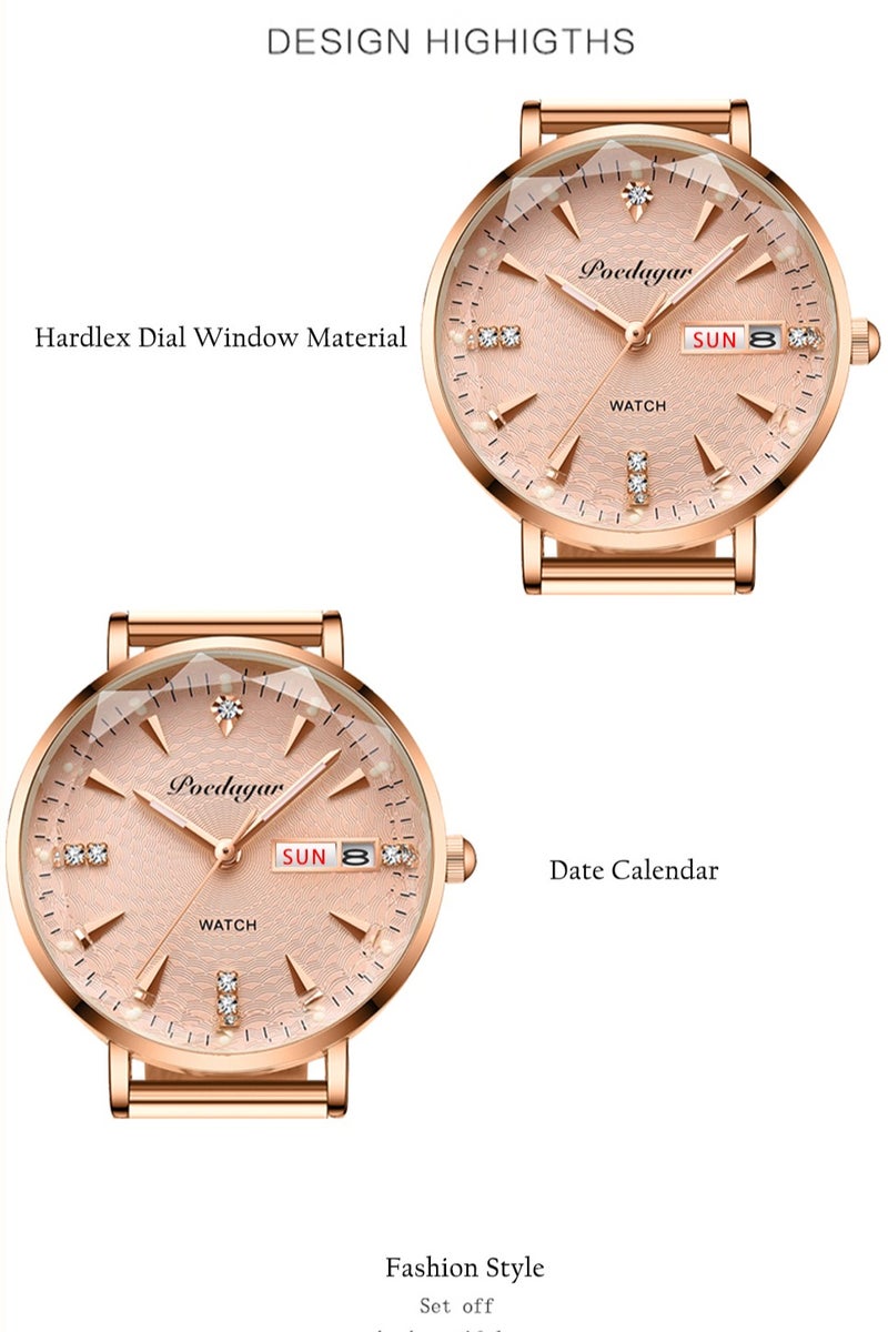 پوداجار المرأة ساعة، النساء للماء مضيئة الكوارتز الكلاسيكية ساعة المعصم-32mm - Image 4