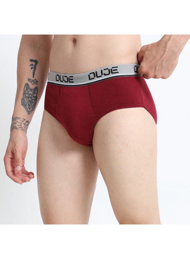 DUJE Men’s Brief OE (Outer Elastic) (3-Pack Combo 5 – Maroon, Grey & Green) | 100% Combed Cotton | Breathable, Sweat-Absorbing, Anti-Bacterial & Odour-Free Daily Comfort Innerwear - Image 4