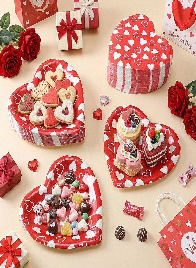 FillTouch مجموعة فيل تاتش من 100 قطعة من أطباق ورقية على شكل قلب مع مناديل ورقية لعيد الحب، مثالية لأطباق عيد الحب، وحفلات الزفاف، وأعياد الميلاد، والذكرى السنوية (تصاميم مبتكرة). - Image 2