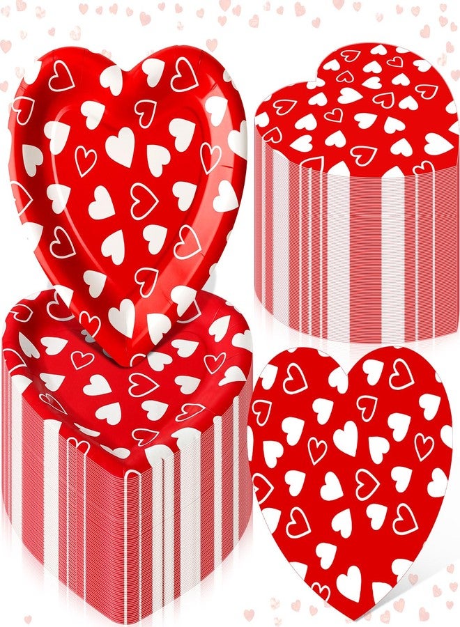 FillTouch مجموعة فيل تاتش من 100 قطعة من أطباق ورقية على شكل قلب مع مناديل ورقية لعيد الحب، مثالية لأطباق عيد الحب، وحفلات الزفاف، وأعياد الميلاد، والذكرى السنوية (تصاميم مبتكرة). - Image 1