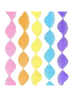 Mordely Crinkle Paper Spiral Streamers Decoration - 45cm x 2.5M, 5PCS Multi-Color Crepe Paper for Window Displays, Stage Backdrops, Weddings, Birthdays, Party Decor  - Image 2