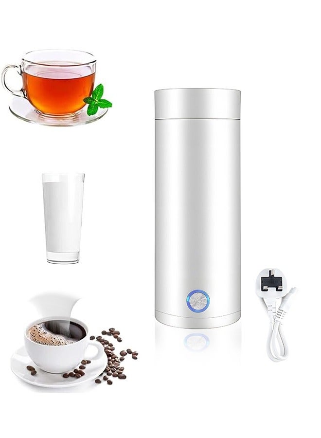 DUKASOU Travel Electric Kettle, 400mL Portable Mini Heating Cup, 3 in 1 Mini Thermos 304 Stainless Steel Liner, 300W Fast Boil Teapot Heating Mug, Fast Cooking Single Cup Water Heater Bottle - Image 1