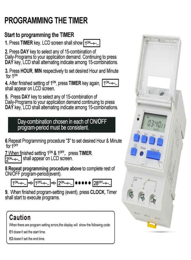 Baomain THC15A DC/AC 12V Digital LCD Power Programmable Timer Switch Relay 16A Amp - Image 2