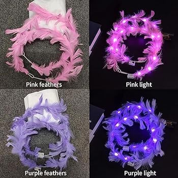 LUDALY Feather Tiara Light Up LED Headbands Luminous with 3 Modes for Girls Hair Band Multicolor (2) - Image 3