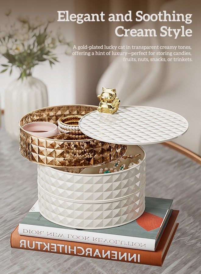 Sunnaltree 3-Tier Rotatable Snack Serving Tray,  Stackable Divided Dried Fruit Plate, Clear Snack Storage Box, Snack Candy Box Dry Fruit Container with Hidden Toothpick Storage, Dustproof and Moisture-proof, Transparent for Home Party Hotel（White） - Image 5