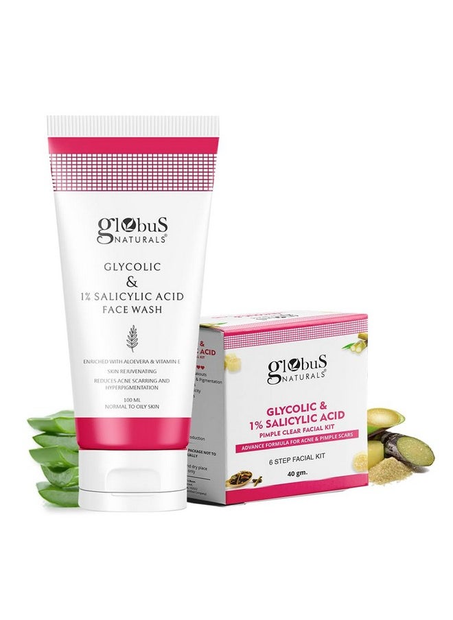 Globus Naturals Glycolic & 1% Salicylic Acid Face Wash & Facial Kit Combo, Anti Acne & Oil Control Formula, For Normal to Oily Skin - pzsku/ZF516A1AB5FD33A56FFEDZ/45/_/1738306189/296bcb44-e0be-431a-b4d8-df1e22adc33b