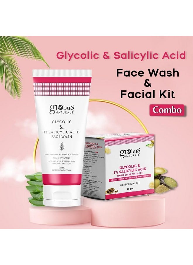 Globus Naturals Glycolic & 1% Salicylic Acid Face Wash & Facial Kit Combo, Anti Acne & Oil Control Formula, For Normal to Oily Skin - pzsku/ZF516A1AB5FD33A56FFEDZ/45/_/1738306199/6f787980-9f8a-4e1a-a9e6-47017441ea35