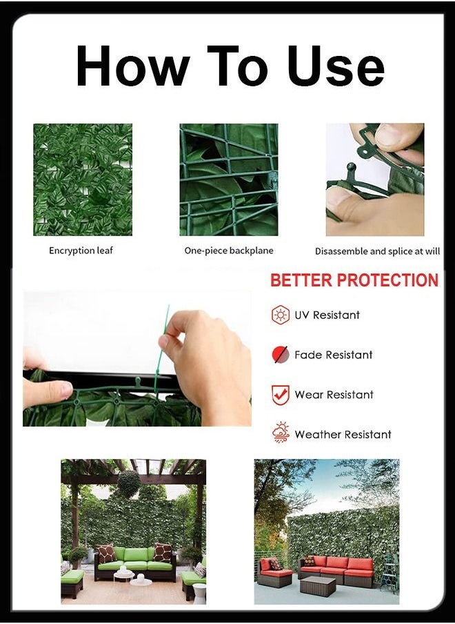 Toshionics - Privacy Garden Fence Wall Artificial Plants Hedge Screening Roll Faux Ivy Leaf Vine Decoration For Backyard Outdoor UV And Sunlight Protection In Garden Home Balcony Decor Leaves Screen 1 x 3 Meter - Image 1