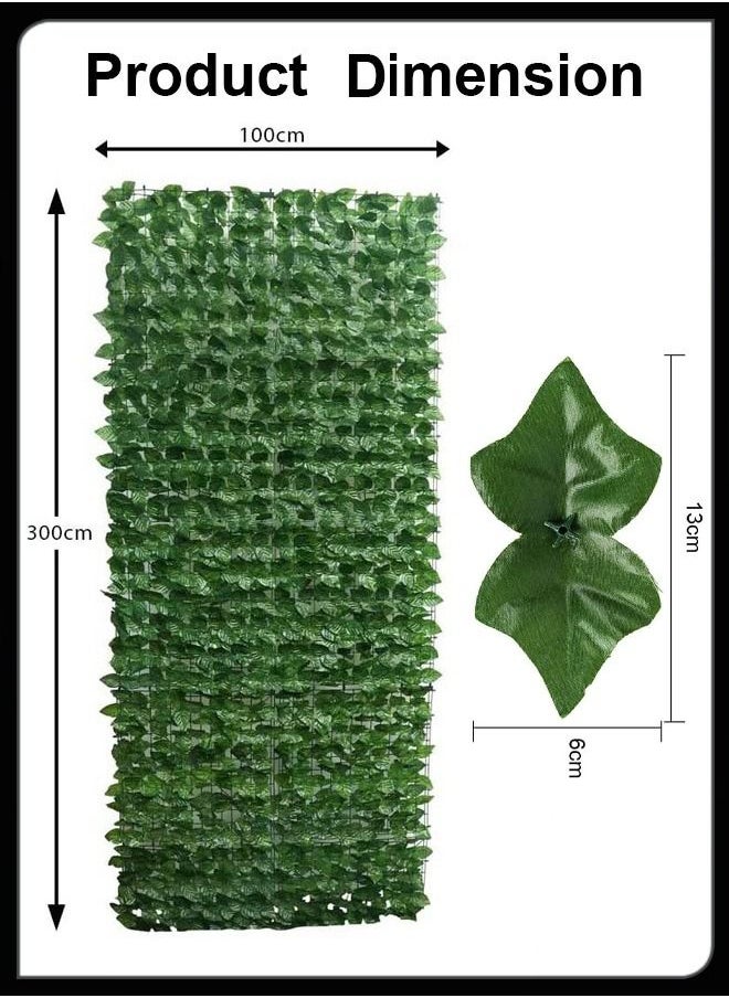 Toshionics - Privacy Garden Fence Wall Artificial Plants Hedge Screening Roll Faux Ivy Leaf Vine Decoration For Backyard Outdoor UV And Sunlight Protection In Garden Home Balcony Decor Leaves Screen 1 x 3 Meter - Image 1