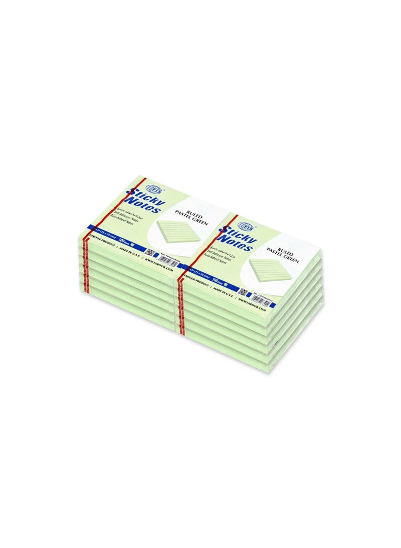 FIS Sticky Note Pad, 3X3 inches, Pack of 12, Ruled Pastel Green -FSPO3X3RPGR - Image 2