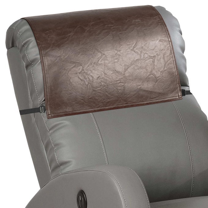 RECLINER HEADREST PROTECTORNON SLIP WATERPROOF HEADREST COVERLEATHER RECLINER HEADREST COVER FOR SOFAFURNITURELIVING ROOMOFFICE CHAIR 17X27 INBROWN