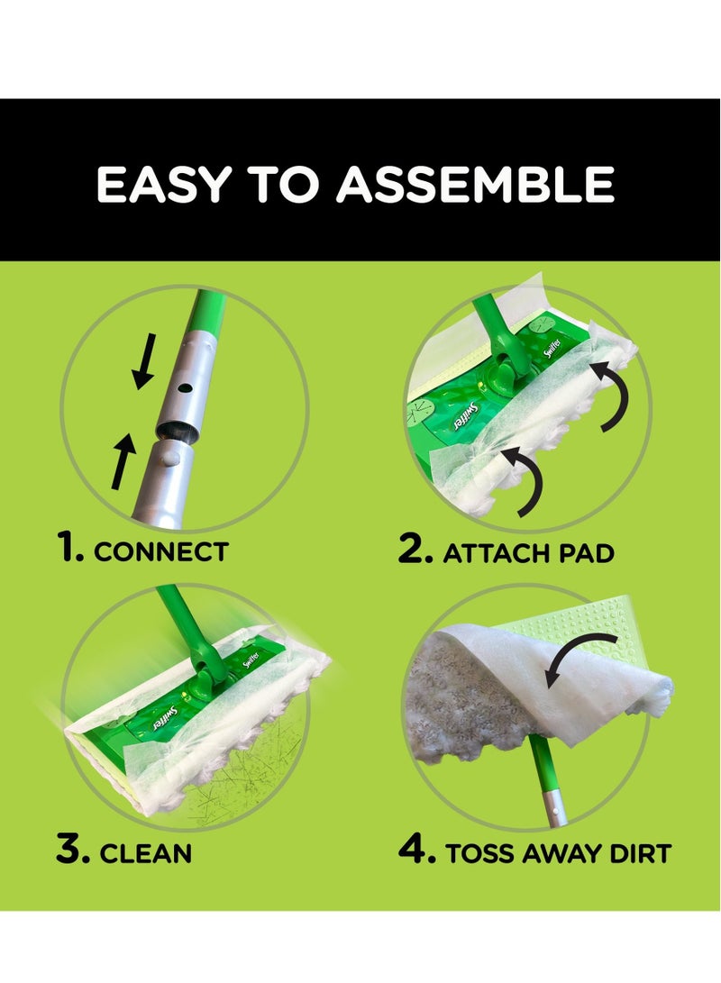 Swiffer Lightweight Compact Sweeper Wet+Dry Sweeping Kit With 1 Sweeper + 14 Dry Cloths + 6 Wet Cloths - Image 2