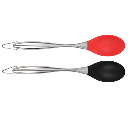 we3 Silicone Mixing Spoon with Stainless Steel Handle, Scratch-Resistant & Heat-Resistant Stirring Spoons, Kitchen Utensil Safe for Nonstick Cookware Mix Pack of 2 - Image 1