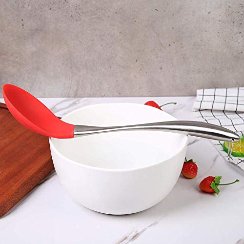 we3 Silicone Mixing Spoon with Stainless Steel Handle, Scratch-Resistant & Heat-Resistant Stirring Spoons, Kitchen Utensil Safe for Nonstick Cookware Mix Pack of 2 - Image 4