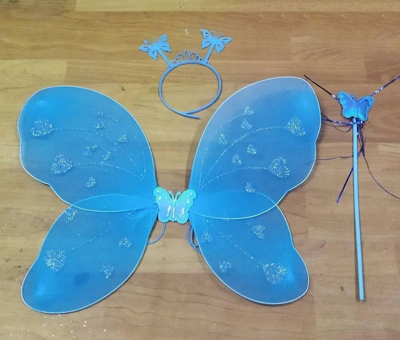 Royals BLUE Net Fairy Butterfly Wings Costume for Baby Girls in Blue – Soft Angel Dress Up Wings Birthday Party, Kids Fancy Dress, Party Gift for Girls, Magical Fairy Tale Costume Accessory - Image 5