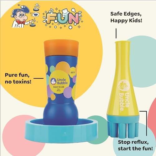Uncle Bubble Mini Bubble Blower - Non Toxic Plastic Confetti Bubbler, Fun Summer Toys for Kids, Girls and Boys, Blow Thousands of Mini Bubbles in One Breath - Image 3