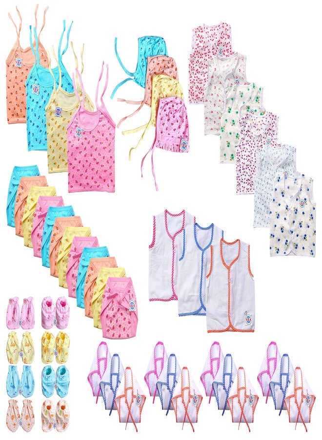 V.B.K Cotton Baby Cloth Set Combo Of 49 Items, 0 To 4 Months, Multi - Image 1