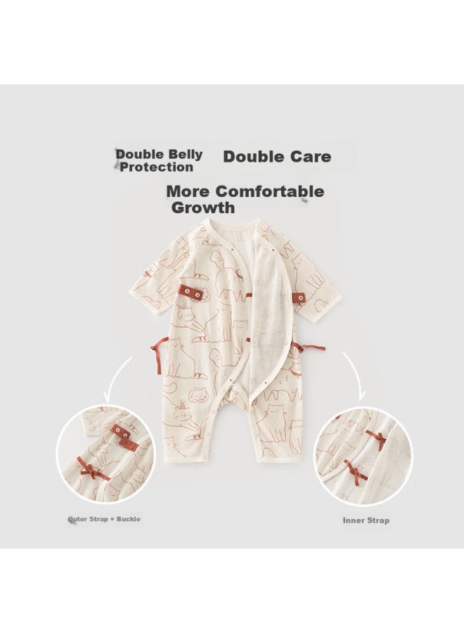 Good bear Guaiqi Xiong Newborn Baby Pure Cotton Onesie, Summer Thin Style, Three-quarter Sleeve, Air Conditioning Suit, Infant R Per, Monk Robe - Image 2