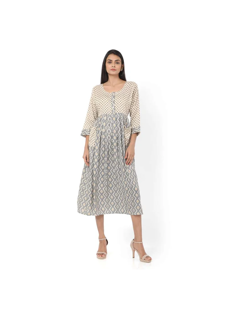 HANA & SARA SHORT BLUE COLOUR STYLISH HIGH QUALITY PRINTED WITH FRONT BUTTONED STYLED ARABIC KAFTAN JALABIYA DRESS