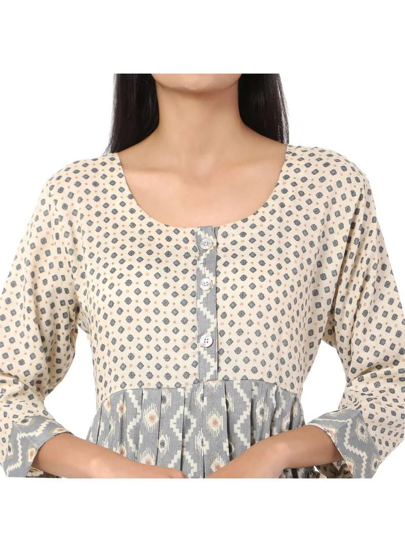 HANA & SARA SHORT BLUE COLOUR STYLISH HIGH QUALITY PRINTED WITH FRONT BUTTONED STYLED ARABIC KAFTAN JALABIYA DRESS