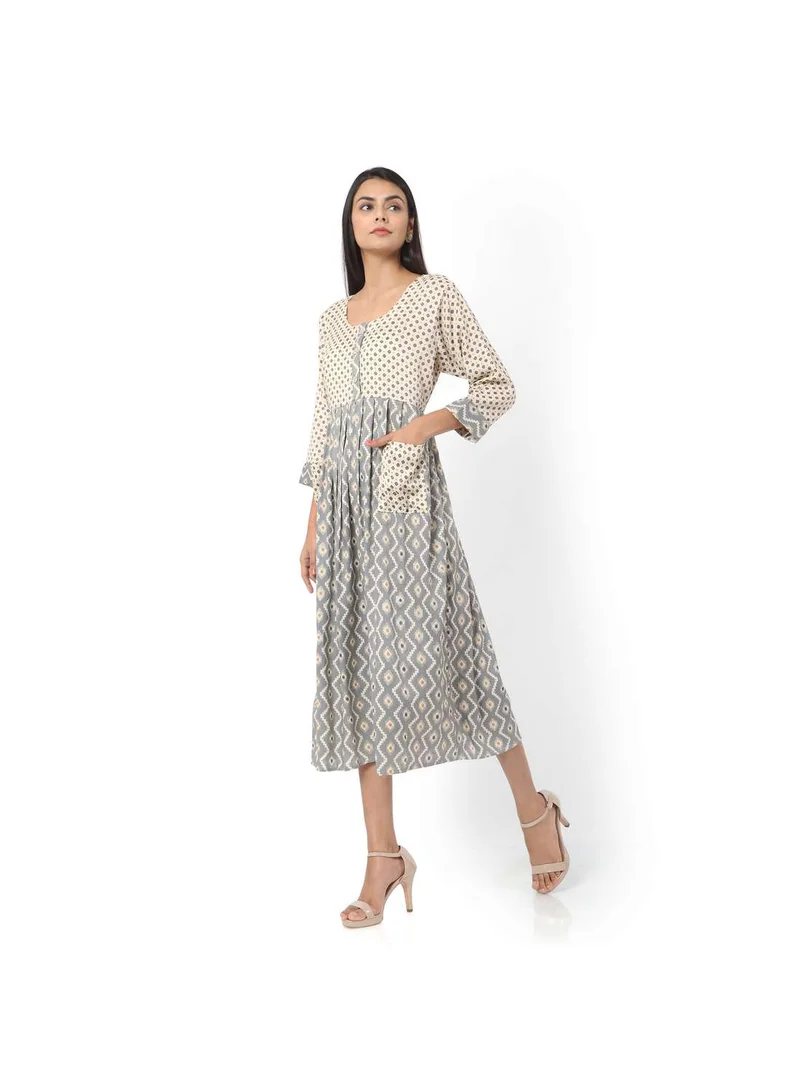 HANA & SARA SHORT BLUE COLOUR STYLISH HIGH QUALITY PRINTED WITH FRONT BUTTONED STYLED ARABIC KAFTAN JALABIYA DRESS