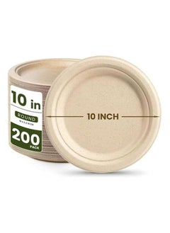 ecoway 10-Inch 100% Compostable Disposable Round Bagasse Paper Plates - Biodegradable Sugarcane Fiber - Strong Heavy Duty Rigid Design - Sustainable & Food-Grade - Natural Brown Color, Pack of 200 - pzsku/ZF516F96F2473B777DC43Z/45/_/1740987672/a75e78a4-acfe-4e20-a9b3-e784a34de6db