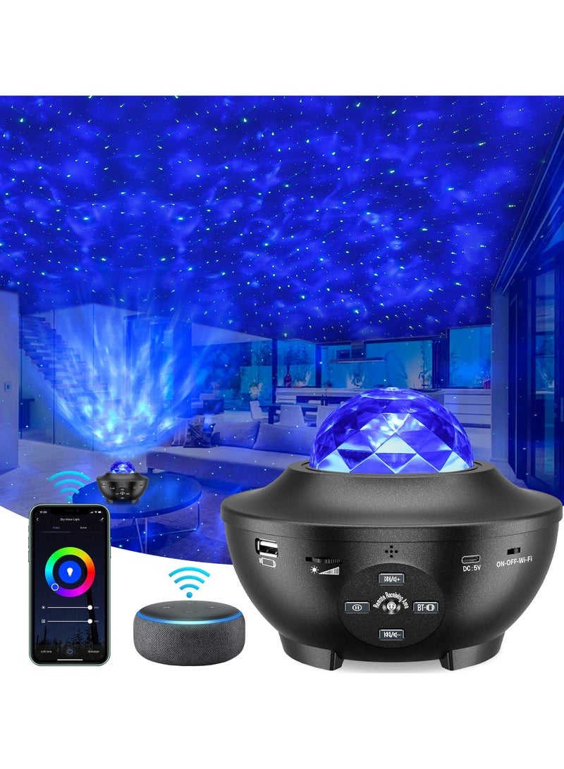 LED Star Light Projector,Baytion Starry Night Lights & Rotating Ocean Wave Music Projection Lamp with Remote Control Bluetooth Speaker for Kids Room Bedroom,Living Room Decoration - Image 1
