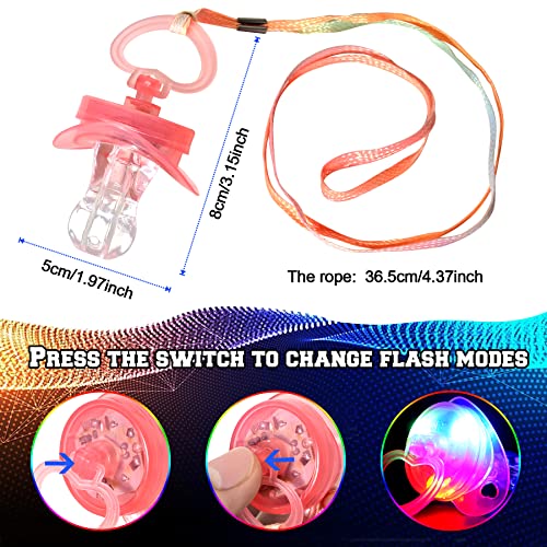 YOFOBU 48 PCS LED Pacificers LED Light Up Pacifiers Necklace Flashing Pacifiers Whistles LED Rave Pacifiers Glowing Pacificer Glow in The Dark Party Favors for HalloweenChristmasBirthday6 Random Colors - Image 5