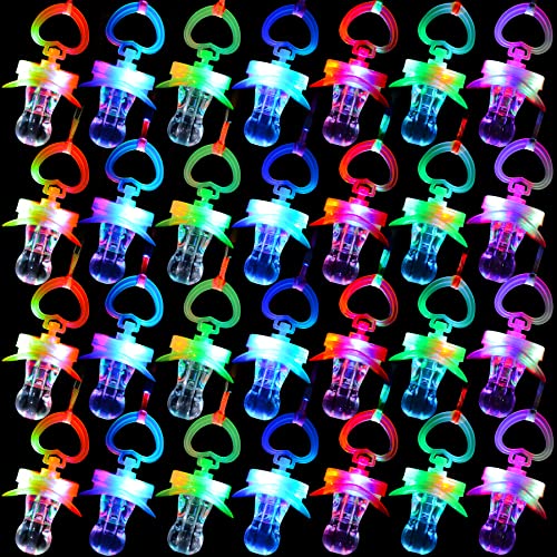 YOFOBU 48 PCS LED Pacificers LED Light Up Pacifiers Necklace Flashing Pacifiers Whistles LED Rave Pacifiers Glowing Pacificer Glow in The Dark Party Favors for HalloweenChristmasBirthday6 Random Colors - Image 1