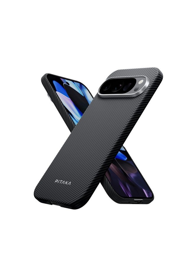 Pitaka for Pixel 9 Pro XL - Slim & Light Google Pixel 9 Pro XL Case with Case-Less Touch Feeling, 600D Aramid Fiber Made, Black/Grey (Twill) - Image 1