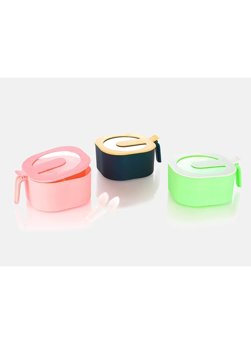 SPARVATE - SPARVATE 4 Compartments Seasoning BoxSpice BoxSpice Container BoxMasala Box Case Set Storage Container Condiment Jars Dispenser for Salt Sugar Cruet with Cover - Image 1