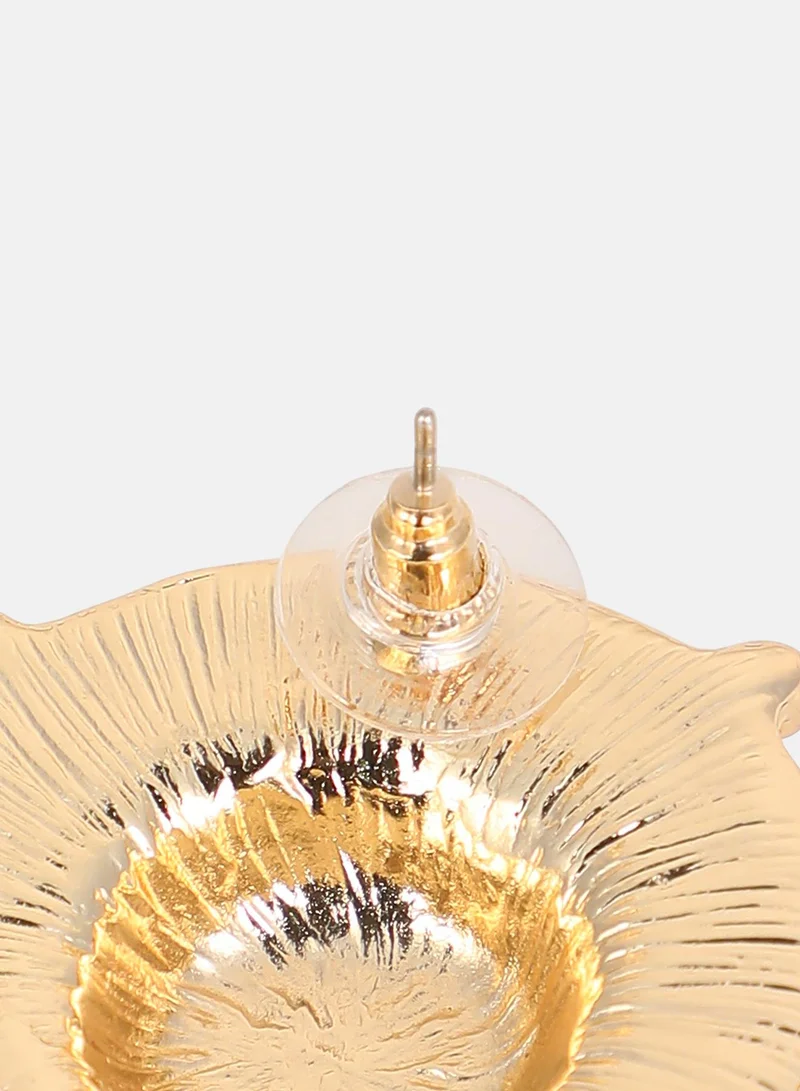 Sohi  Women The Tortoiseshell-Medallion Stud Earrings | California Gold Colour | One-Size | Metallic Alloy Material | Push Back Closure | Earrings For Casual & Evening Wear for Women | Best Price UAE