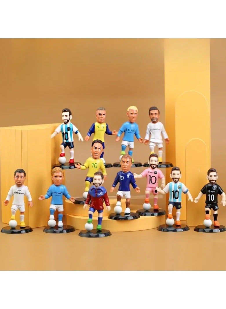 general Soccer Star 12 Piece Set Handmade Cartoon Model Doll Trendy Toy Ornaments, PVC Character Model Toys Collection Gifts Creative Cartoon Toys, Birthday Holiday Gifts - Image 1