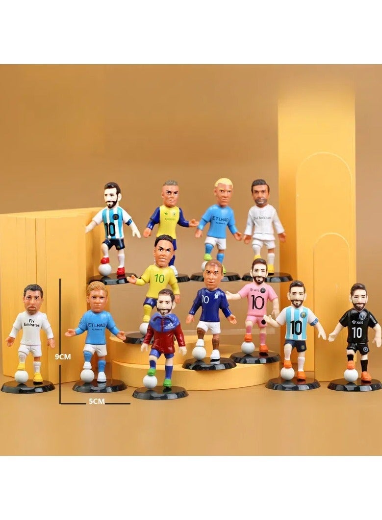 general Soccer Star 12 Piece Set Handmade Cartoon Model Doll Trendy Toy Ornaments, PVC Character Model Toys Collection Gifts Creative Cartoon Toys, Birthday Holiday Gifts - Image 2