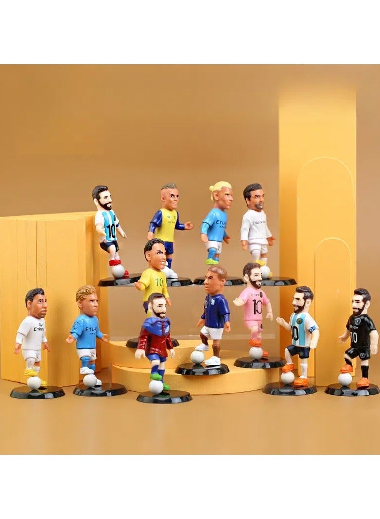 general Soccer Star 12 Piece Set Handmade Cartoon Model Doll Trendy Toy Ornaments, PVC Character Model Toys Collection Gifts Creative Cartoon Toys, Birthday Holiday Gifts - Image 3