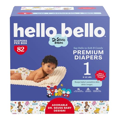 Hello Bello Dr Seuss Babies Premium Diapers Size 1 82 Count Softness Protection for Sensitive Skin - Image 1