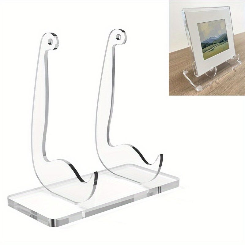 ITECHJOY 1 Pack Display Easel Stand Acrylic Transparent Square Stand for Desktop Photo Frame Books Decorative Plates Plaques Photos Dishes - Image 3