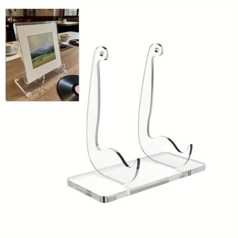 ITECHJOY 1 Pack Display Easel Stand Acrylic Transparent Square Stand for Desktop Photo Frame Books Decorative Plates Plaques Photos Dishes - Image 1