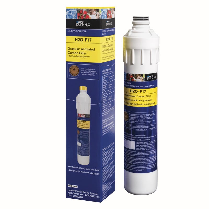 Watts Premier H2O-F17 Pure H2O GAC Carbon Filter Replacement for H2O-DWGC100, H2O-DWGC101, H2O-DWRO300 Under Counter Water Filtration Systems, Push Button Design - Image 5