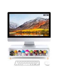 KASTWAVE Monitor Stand Riser, Foldable Computer Monitor Riser With  Storage Drawer, Desktop Stand Storage Organizer for iMac, PC, Desktop, Laptop, TV Screen, Printer (White) 