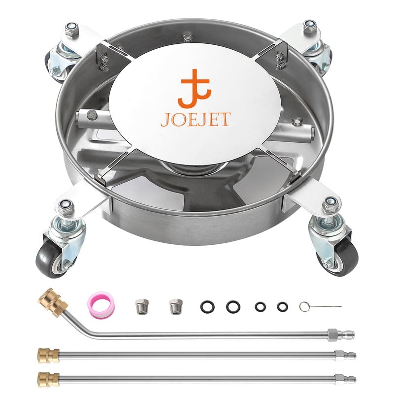 JOEJET Undercarriage Pressure Washer Attachment, Undercarriage Cleaner with 4 Wheels, 14 Inch Under Car Washer, 3 Power Washer Extension Wands, 4000 PSI - Image 1