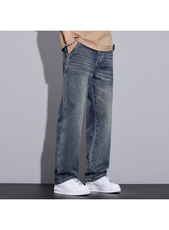 TonLion korean Style Versatile Spring Patchwork Jeans, Youth Casual Retro Washed Straight-leg Pants - Image 5