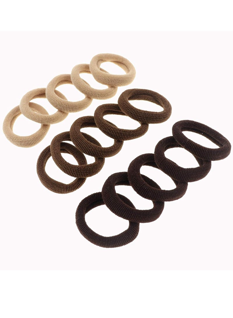 Lelet 100pcs Small Hair Ties Band for Thick and Curly Hair Ponytail Holders Soft & Seamless Baby Hair Ties, Hair Elastic Band for Women or Baby Girls With Box- Brown - Image 4