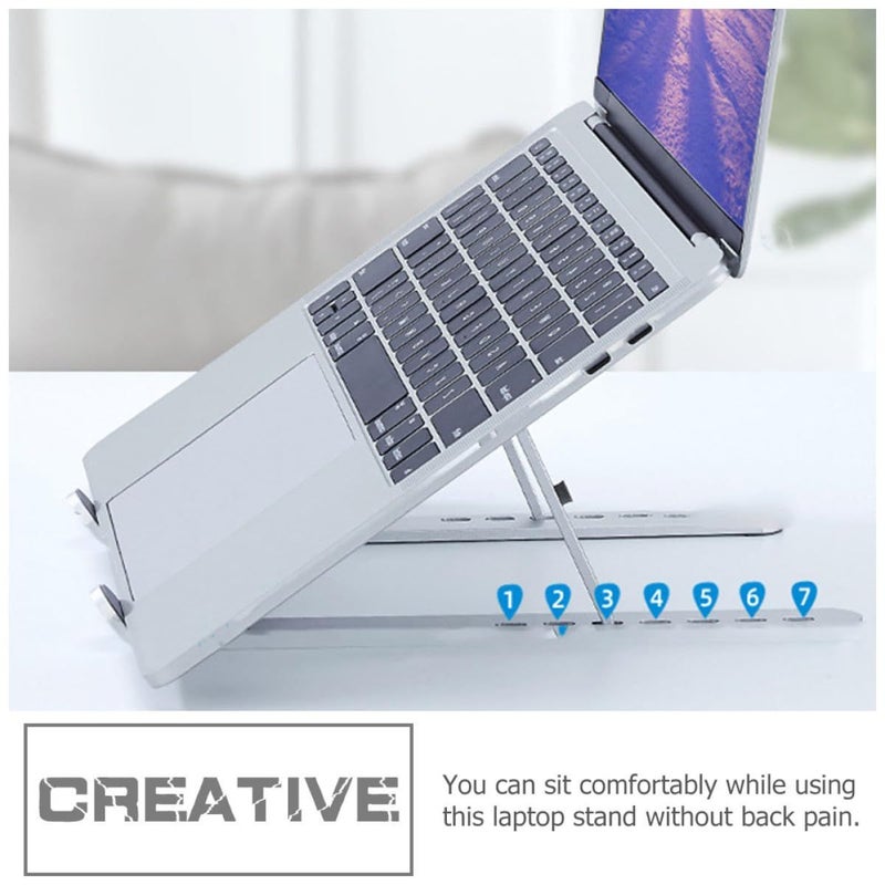Adjustable Aluminum Laptop Stand Foldable Portable Heat Dissipation Holder for Notebook Tablet Silver - Image 4
