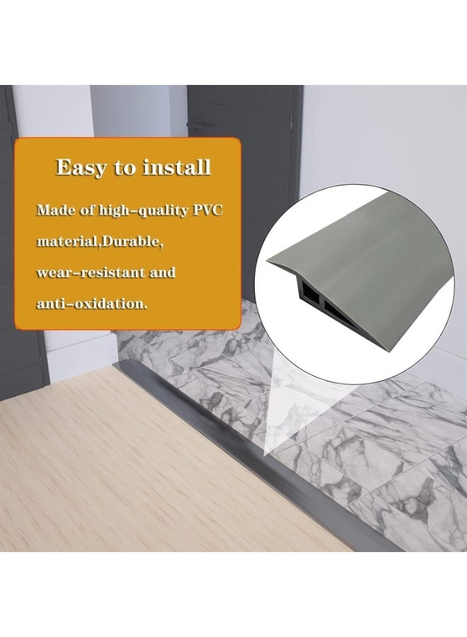 شريط عتبة انتقالي ذاتي اللصق لأرضيات الفينيل، عتبة من 1/2 بوصة إلى 3/5 بوصة، شريط مخفض للانتقال من الباب/السجاد إلى البلاط، حافة تزيينية للمدخل لأرضيات الفينيل والبلاط والسجاد (اللون: - Image 2