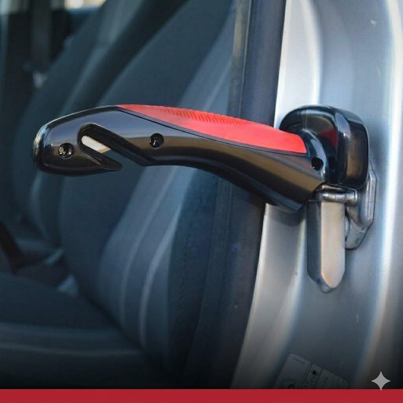 5 in 1 Car Door Assist Handle - Multi - Function Entry and Exit Assist Tool - Emergency Glass Breaker Hammer and Seat Belt Cutter - Sturdy and Durable Design for All Cars - Image 1