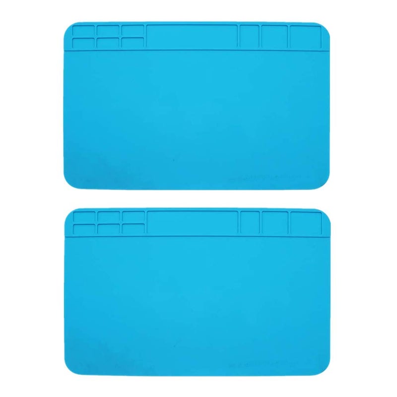 Prettyia 2 Pack Soldering Electronics Repair Mat,Silicone Soldering Mat for Watch, Phone, Laptop Repair Size 11.8 "x 7.87"Blue - Image 1