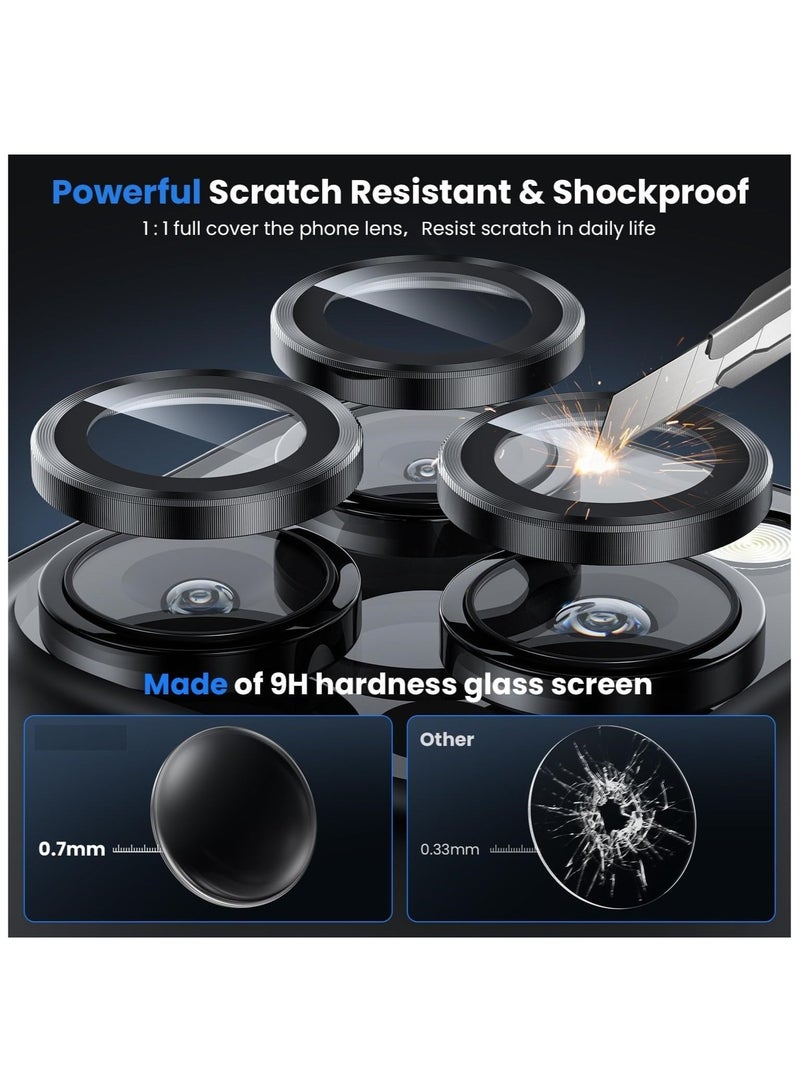 wexon Camera Lens Protector for  iPhone 15 Pro Max, 9H Hardness Tempered Glass Single Ring Cover, HD Clear, No Impact on Photography Quality, 3 Pack - Black  - Image 3
